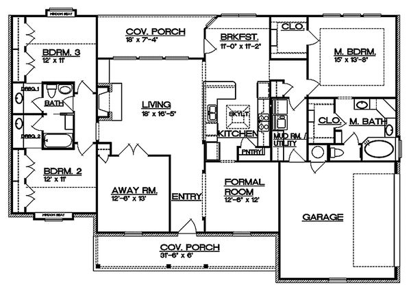 Country Floor Plan - Main Floor Plan #935-1
