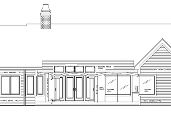 Exterior - Rear Elevation for European House Plan #115-188 - 3 bed, 3 bath