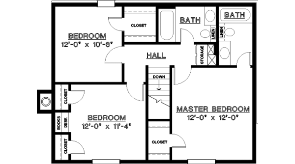 House Design - Traditional Floor Plan - Upper Floor Plan #45-288