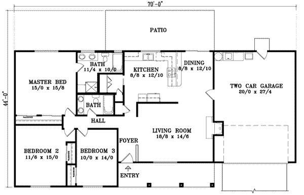 Adobe / Southwestern Floor Plan - Main Floor Plan #1-1031