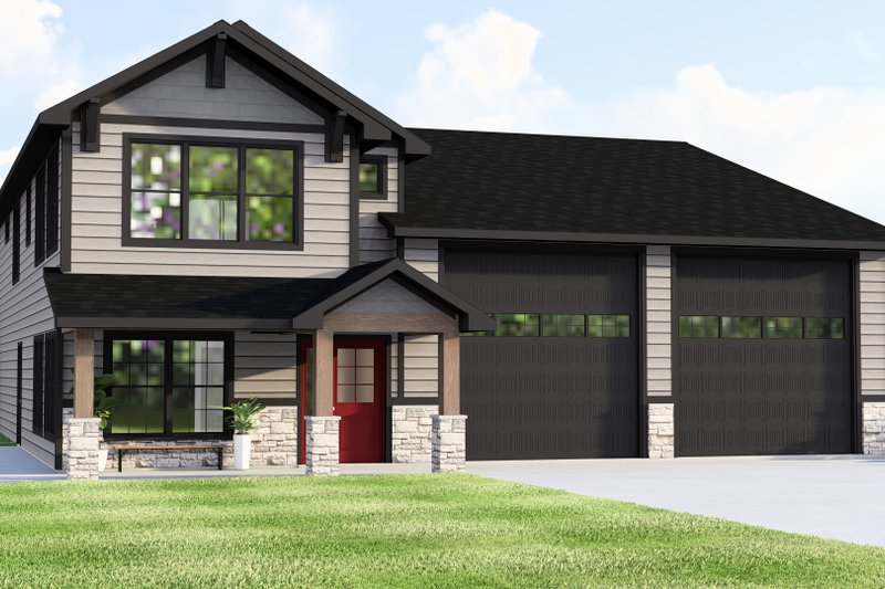 House Blueprint - Craftsman Exterior - Front Elevation Plan #1064-409
