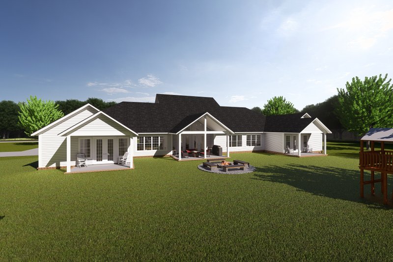 House Plan Design - Exterior - Rear Elevation for Farmhouse House Plan #513-2191 - 6 bed, 4.5 bath