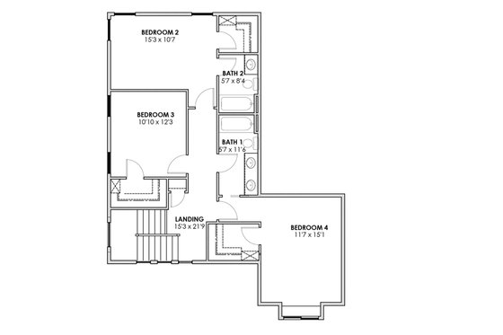 Floor Plan - Upper Floor for Prairie House Plan #1069-10 - 4 bed, 3.5 bath