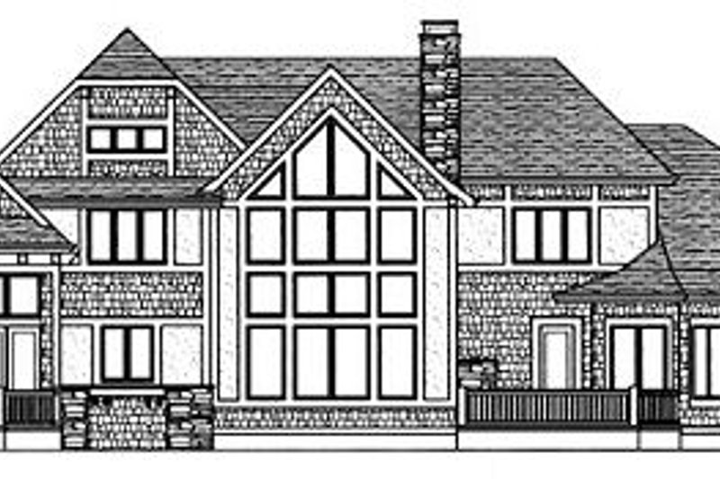 Architectural House Design - Exterior - Rear Elevation for Tudor House Plan #413-114 - 4 bed, 3 bath