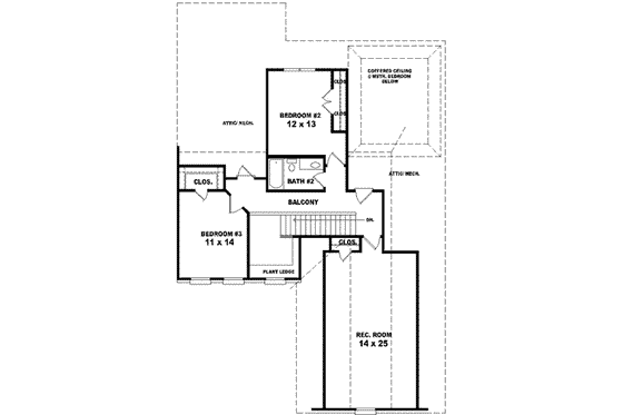 Floor Plan - Upper Floor for European House Plan #81-826 - 3 bed, 2.5 bath