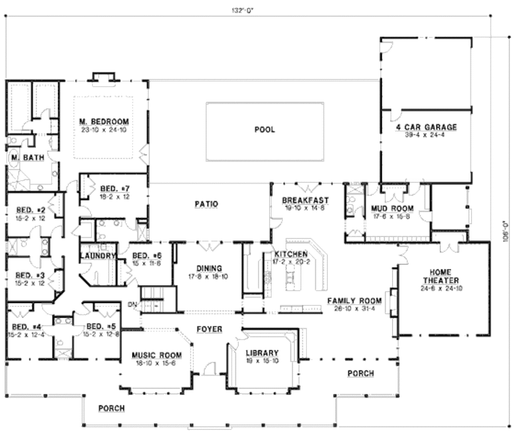 Country Style House Plan 7 Beds 6 Baths 6888 Sq Ft Plan 67 871