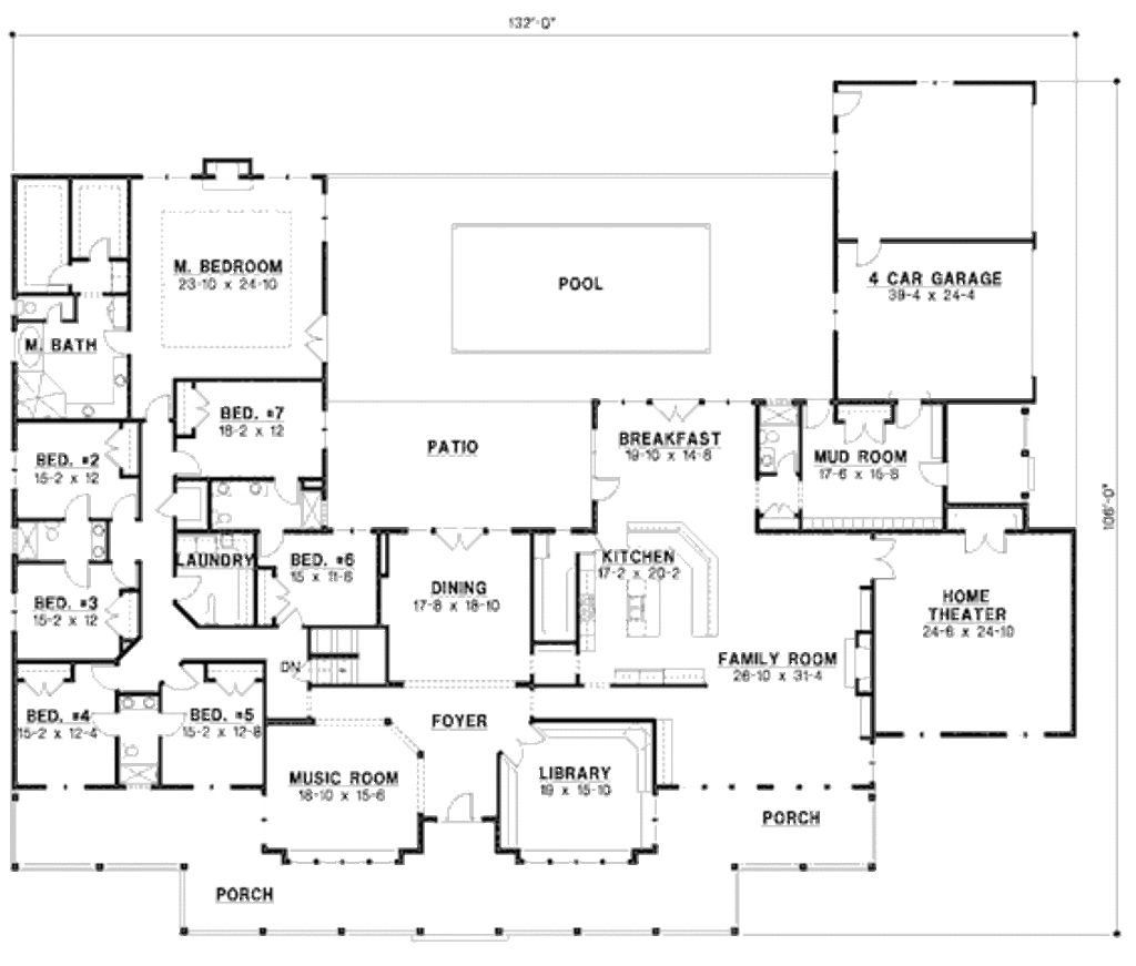 Country Style House  Plan  7 Beds 6 Baths 6888 Sq Ft Plan  