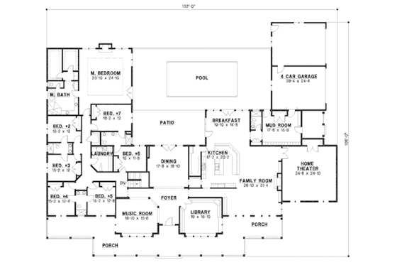 Floor Plan - Main Floor for Country House Plan #67-871 - 7 bed, 6 bath