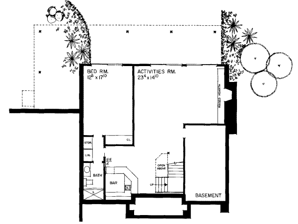 House Blueprint - Contemporary Floor Plan - Lower Floor Plan #72-454
