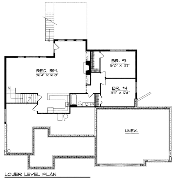 Home Plan - Traditional Floor Plan - Lower Floor Plan #70-814