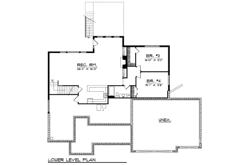Home Plan - Floor Plan - Lower Floor for Traditional House Plan #70-814 - 4 bed, 3 bath