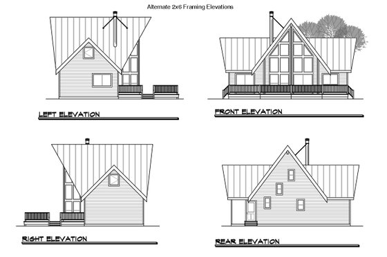 Exterior - Other Elevation 2 for Log House Plan #124-259 - 2 bed, 2 bath