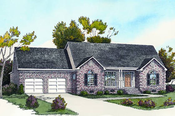 Exterior - Front Elevation for European House Plan #16-289 - 2 bed, 2 bath