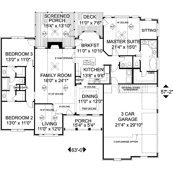 Southern Floor Plan - Main Floor Plan #56-566