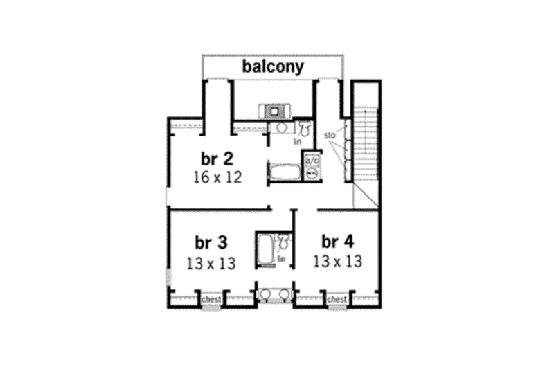 Dream House Plan - Floor Plan - Upper Floor for Southern House Plan #45-164 - 4 bed, 3.5 bath
