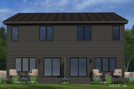 Exterior - Rear Elevation 1 for Modern House Plan #51-1317 - 2 bed, 2.5 bath