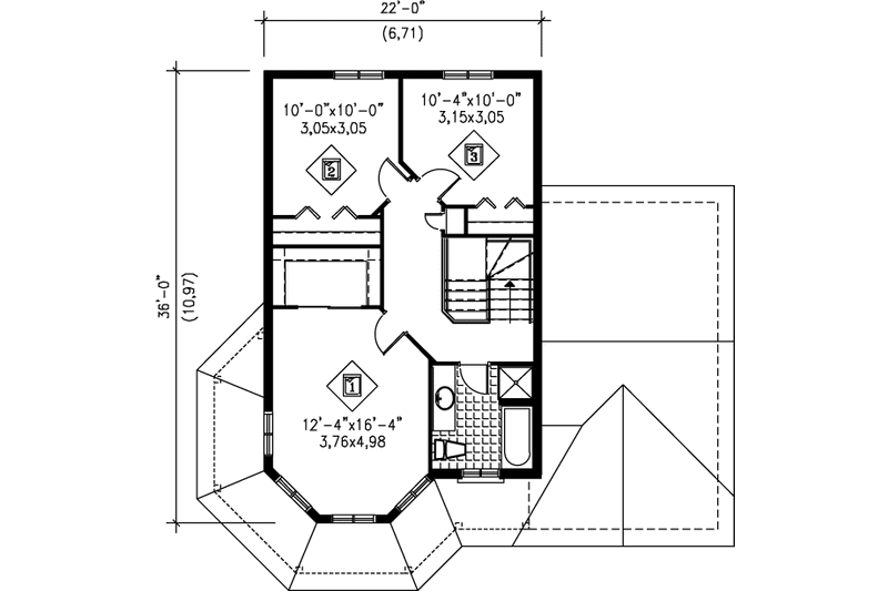 Architectural House Design - Floor Plan - Upper Floor for Victorian House Plan #25-2035 - 3 bed, 1.5 bath