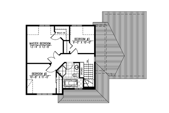 Floor Plan - Upper Floor for Traditional House Plan #138-211 - 3 bed, 1.5 bath