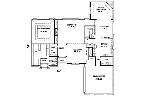 Floor Plan - Main Floor for Traditional House Plan #81-570 - 3 bed, 3.5 bath