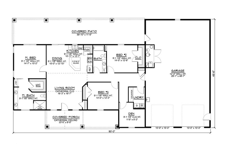 Barndominium Style House Plan - 3 Beds 2 Baths 1896 Sq/Ft Plan #1064 ...