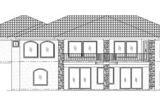 Exterior - Rear Elevation for Adobe / Southwestern House Plan #24-273 - 5 bed, 5 bath