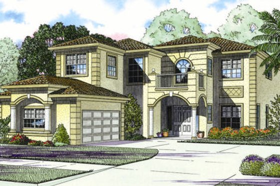 Exterior - Front Elevation for Mediterranean House Plan #420-239 - 5 bed, 5 bath