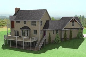 Exterior - Rear Elevation for Country House Plan #75-185 - 3 bed, 2.5 bath
