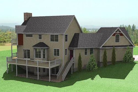 Exterior - Rear Elevation for Country House Plan #75-185 - 3 bed, 2.5 bath