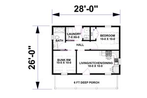 Floor Plan - Main Floor for Cottage House Plan #44-307 - 2 bed, 1 bath
