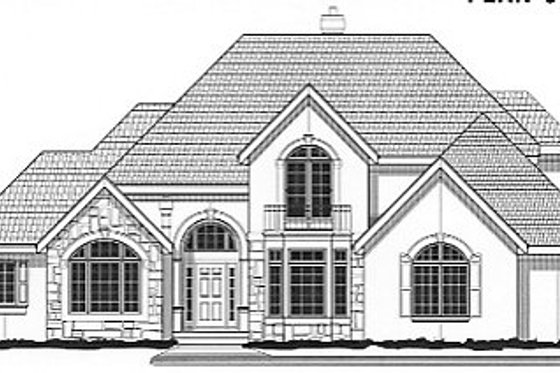Exterior - Front Elevation for European House Plan #67-441 - 4 bed, 5 bath