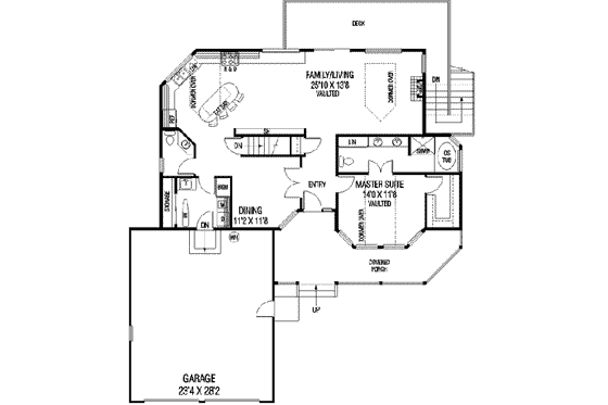 Floor Plan - Main Floor for Traditional House Plan #60-596 - 3 bed, 2.5 bath