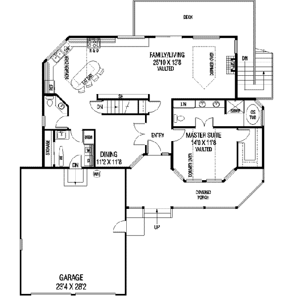 Traditional Floor Plan - Main Floor Plan #60-596