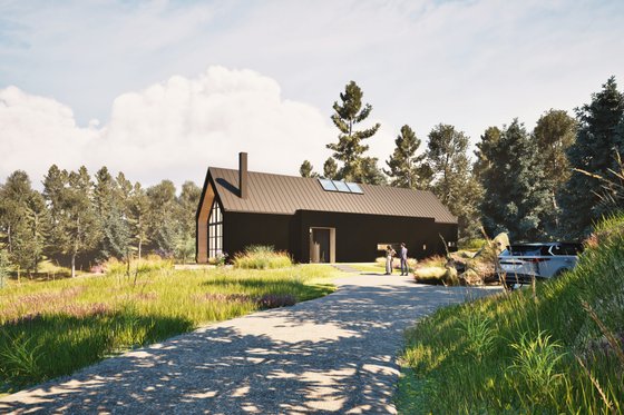 Exterior - Front Elevation 3 for Cabin House Plan #80-227 - 1 bed, 1.5 bath
