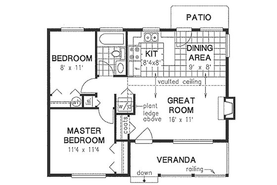 Floor Plan - Main Floor for Country House Plan #18-1039 - 2 bed, 1 bath