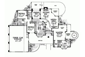 Floor Plan - Main Floor for Mediterranean House Plan #72-131 - 3 bed, 2 bath