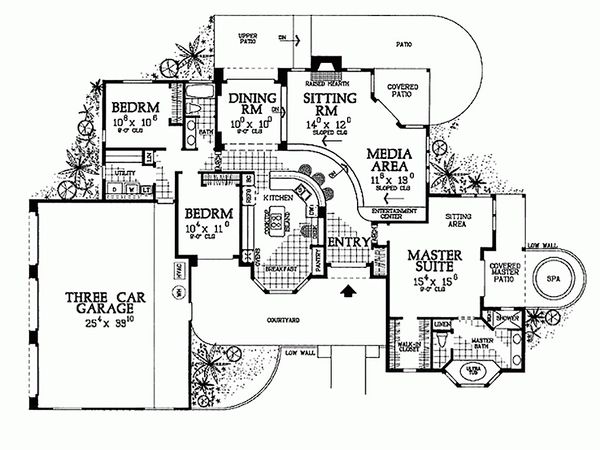 Architectural House Design - Mediterranean Floor Plan - Main Floor Plan #72-131
