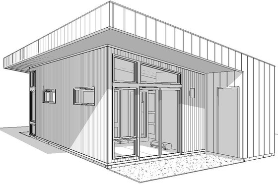 Exterior - Rear Elevation for Modern House Plan #895-148 - 1 bed, 1 bath