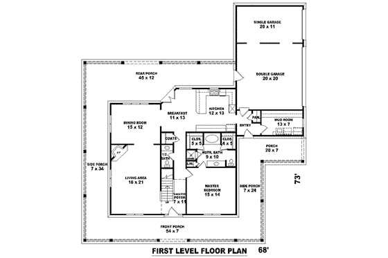 Floor Plan - Main Floor for Country House Plan #81-1458 - 3 bed, 2.5 bath