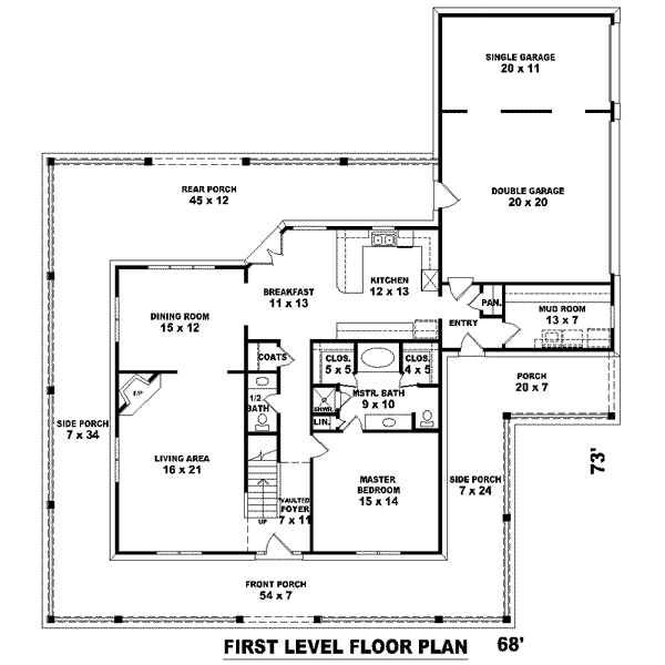 Country Floor Plan - Main Floor Plan #81-1458