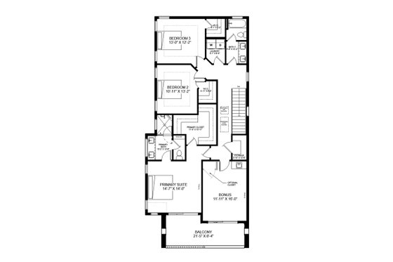Floor Plan - Upper Floor for Modern House Plan #1085-1 - 3 bed, 2.5 bath