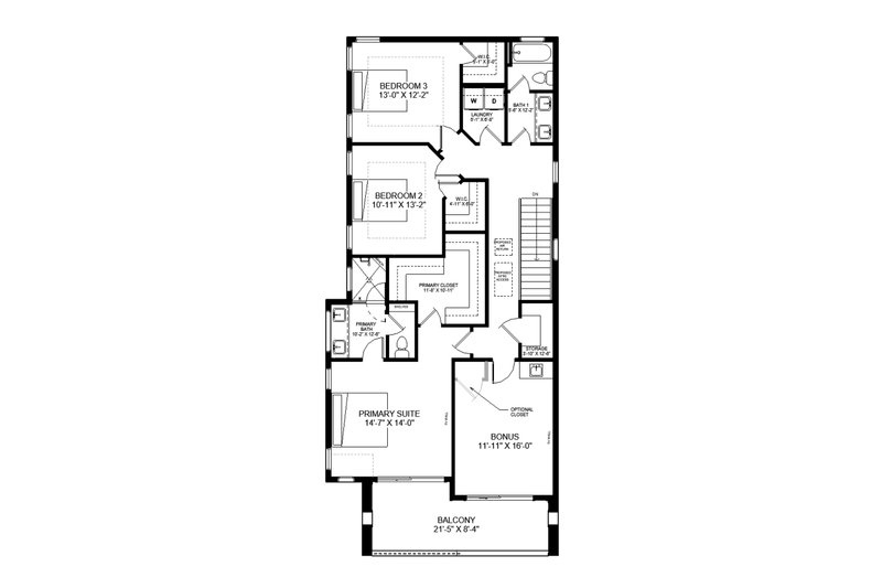 Dream House Plan - Floor Plan - Upper Floor for Modern House Plan #1085-1 - 3 bed, 2.5 bath