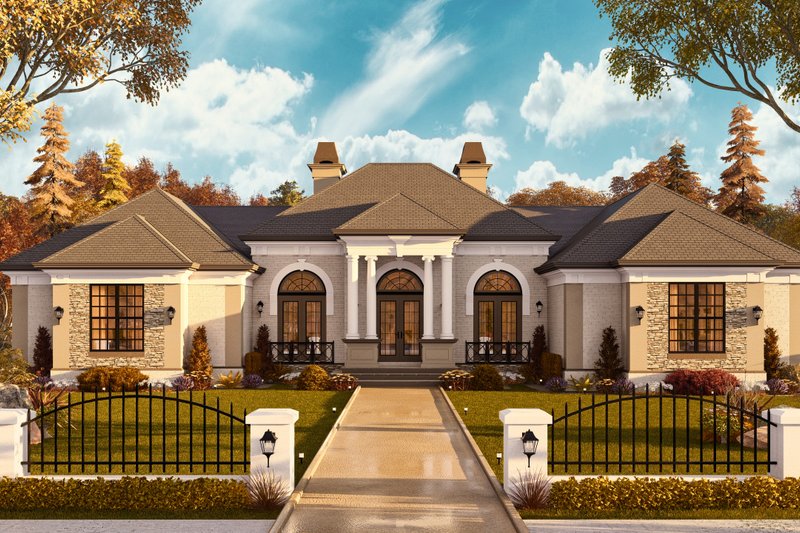 Home Plan - Exterior - Front Elevation 4 for European House Plan #119-322 - 4 bed, 3 bath