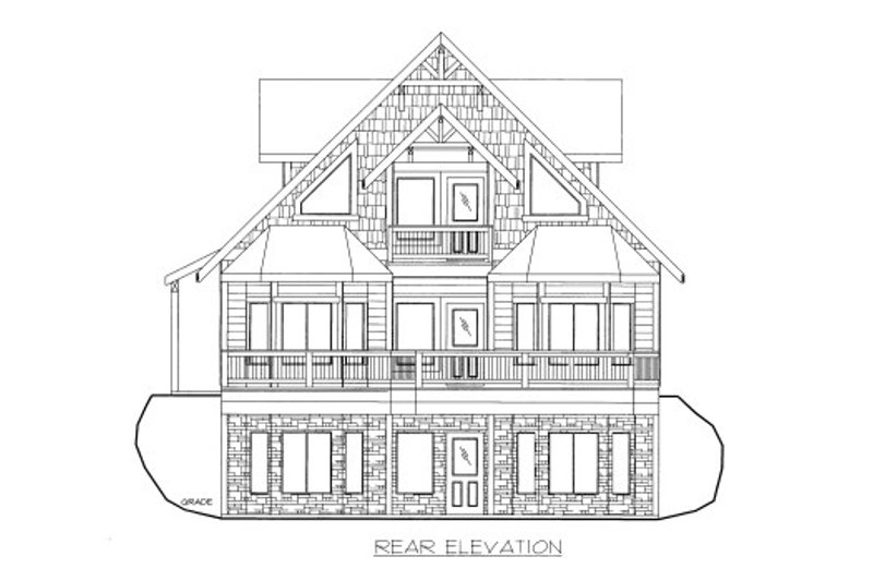 House Blueprint - Exterior - Rear Elevation for Bungalow House Plan #117-639 - 3 bed, 3 bath
