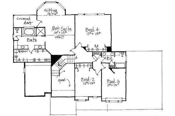 Floor Plan - Upper Floor for Traditional House Plan #308-155 - 5 bed, 2.5 bath