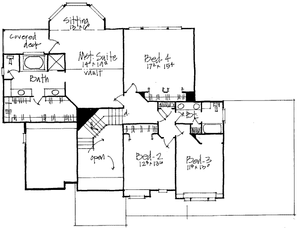 Traditional Floor Plan - Upper Floor Plan #308-155