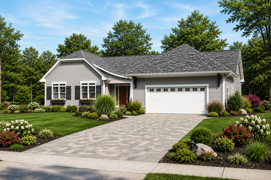 Exterior - Front Elevation 3 for Craftsman House Plan #928-125 - 2 bed, 2.5 bath