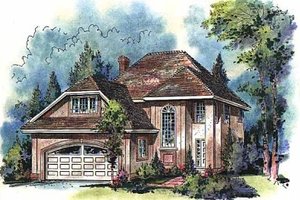 European Exterior - Front Elevation Plan #18-204