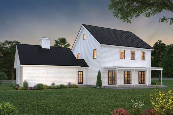 Exterior - Rear Elevation 1 for Colonial House Plan #497-19 - 3 bed, 2.5 bath