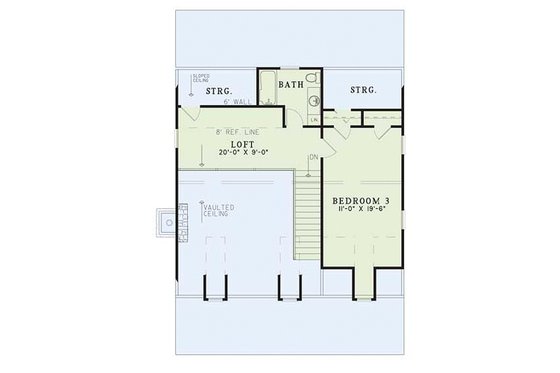 Floor Plan - Upper Floor for Country House Plan #17-2014 - 3 bed, 2 bath