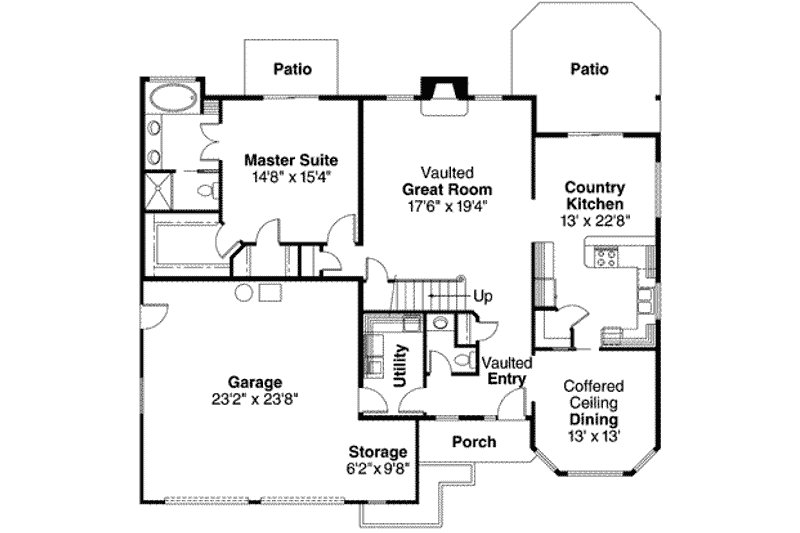 Home Plan - Floor Plan - Main Floor for Mediterranean House Plan #124-449 - 3 bed, 2.5 bath